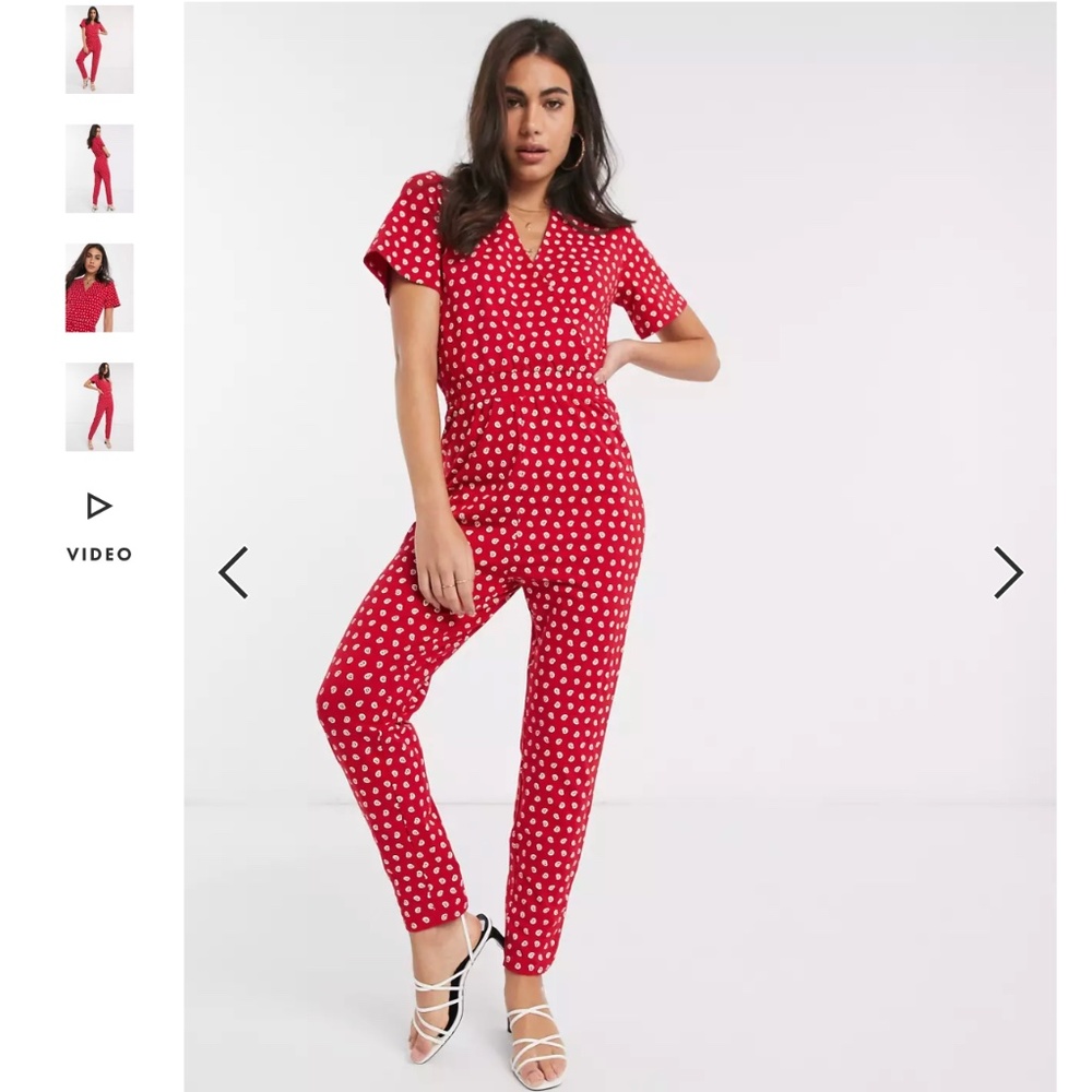 People Tree Red Polka Dot Jumpsuit